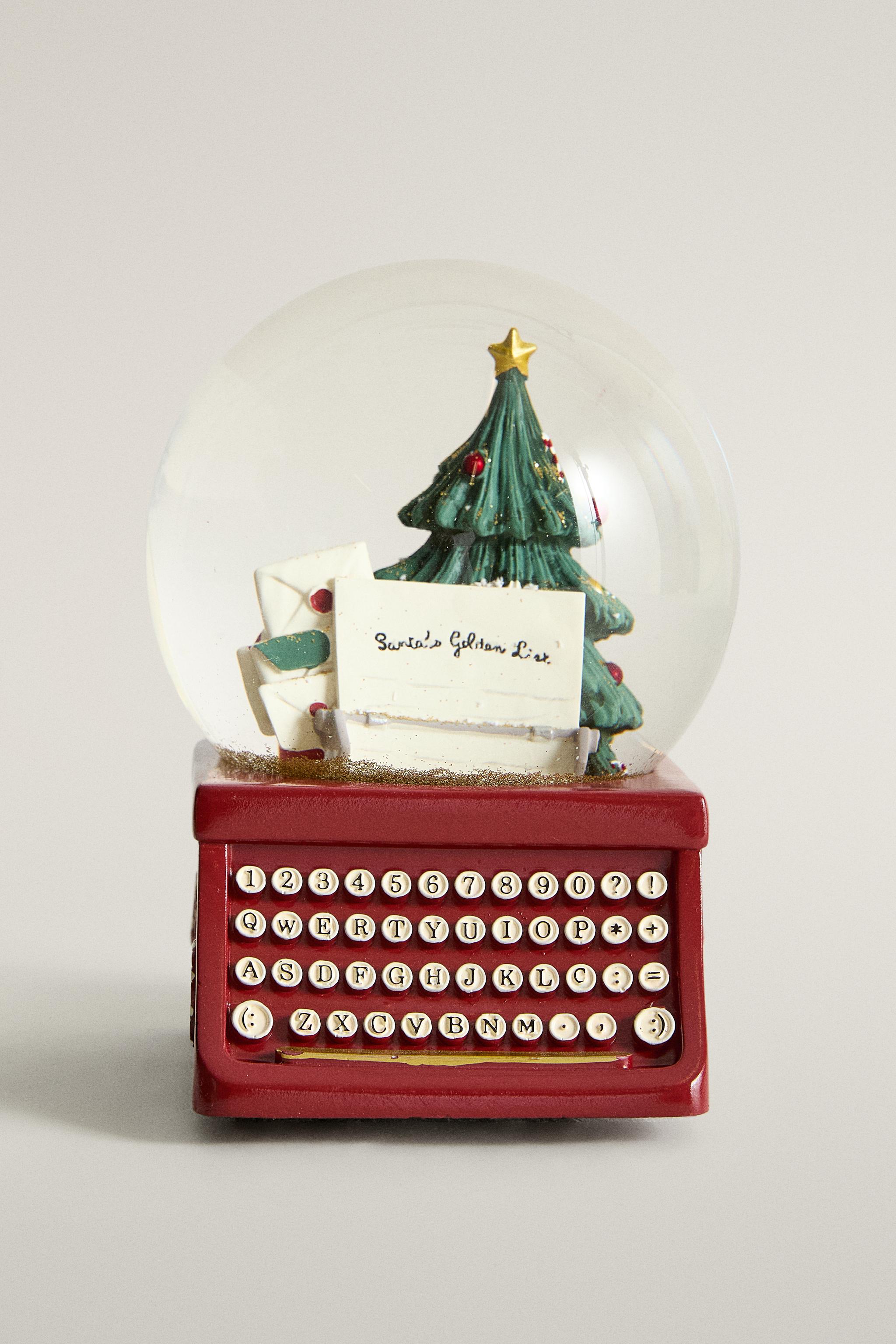 TYPEWRITER MUSICAL CHRISTMAS SNOW GLOBE