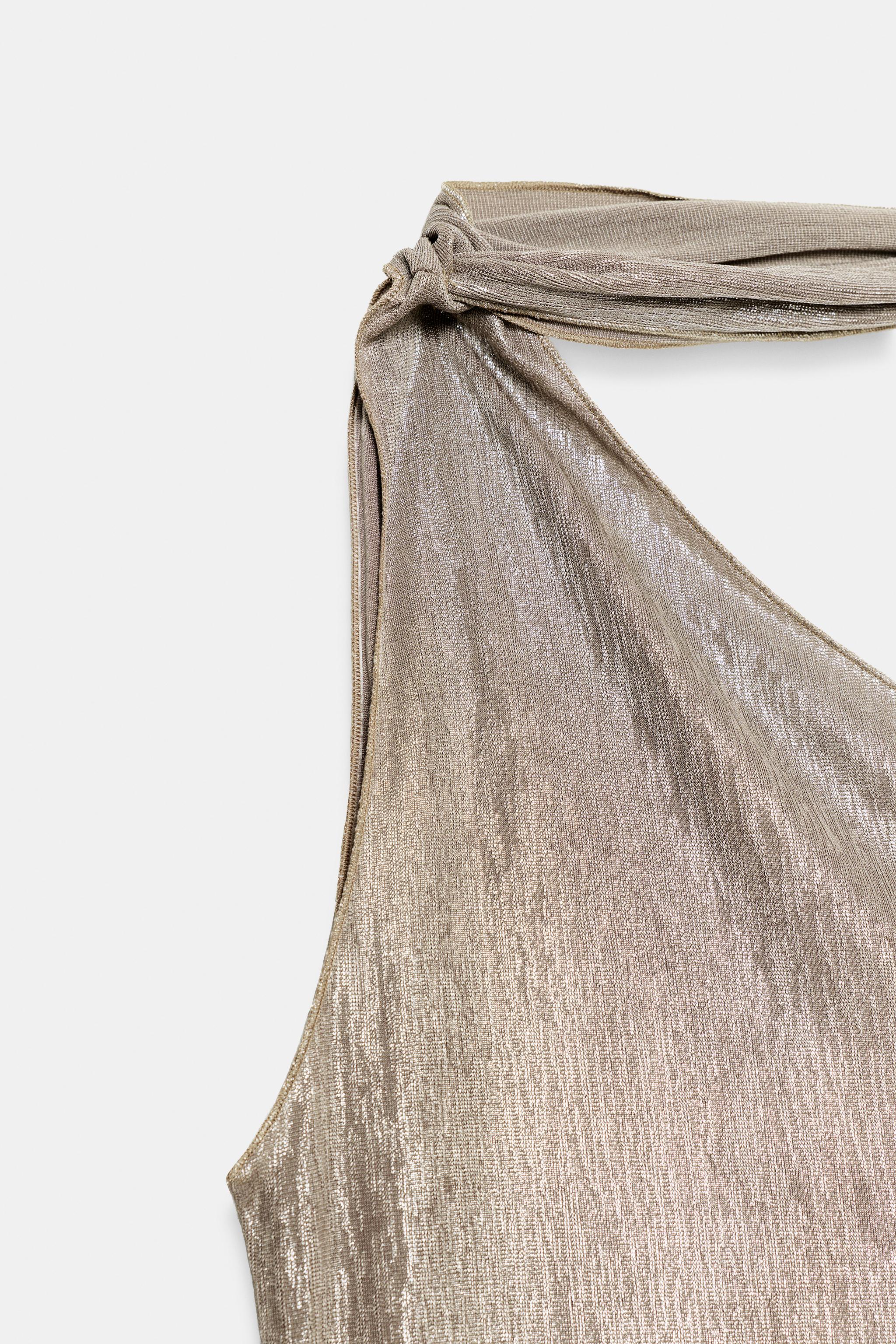 METALLIC EFFECT SCARF ASYMMETRIC TOP