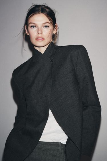 Zara 100% WOOL BLAZER ZW COLLECTION - Gray marl