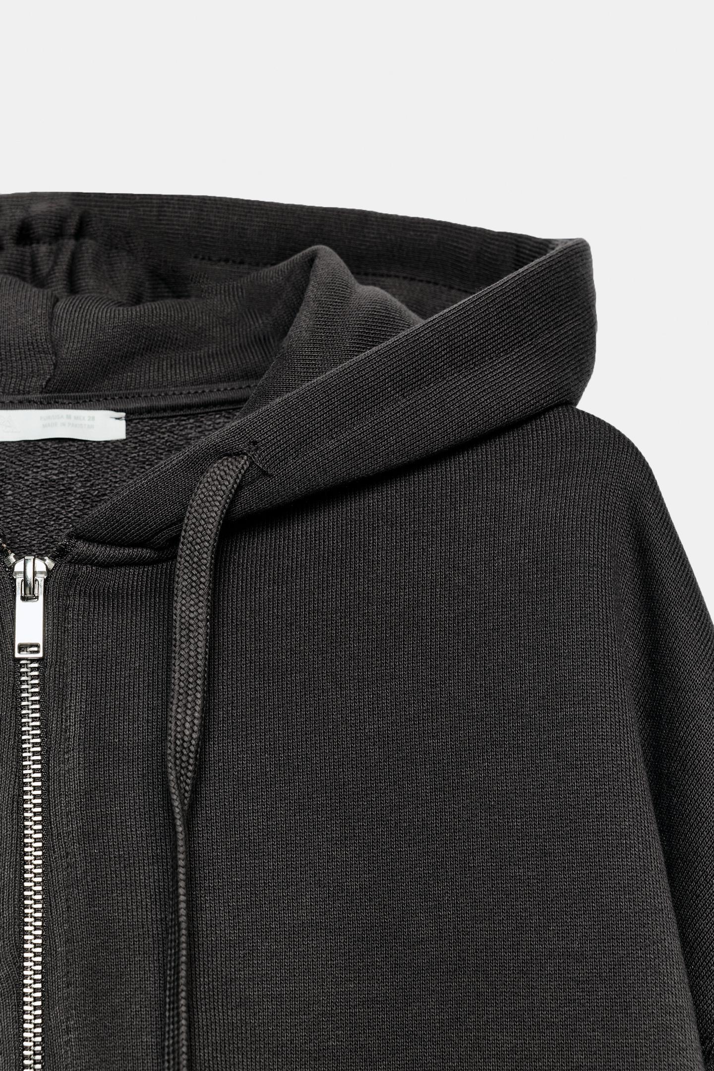 Женское худи Zara Zip-Up, цвет: Антрацитовый серый — фото 7