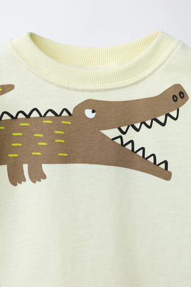 CROCODILE PRINT T-SHIRT AND BERMUDA SHORTS SET - Yellow by Zara - Image 2