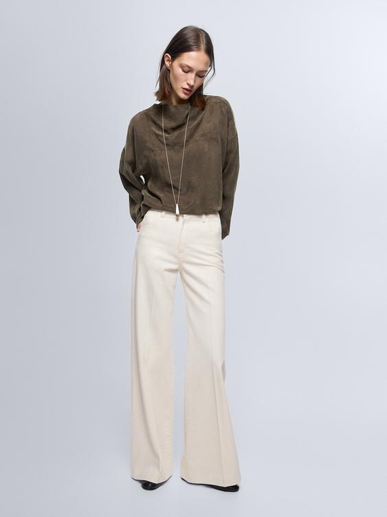 High-waist palazzo jeans