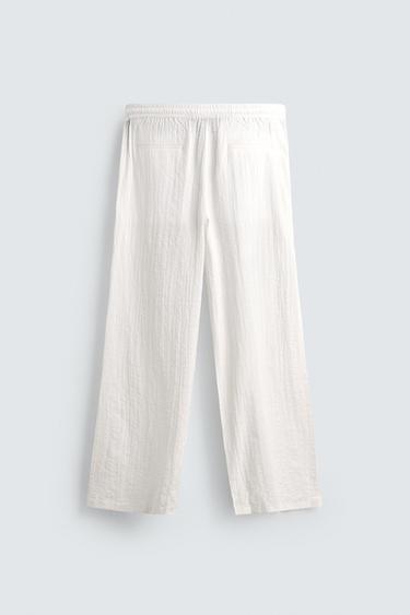 TEXTURED RELAXED FIT TROUSERS - White by Zara - Image 6