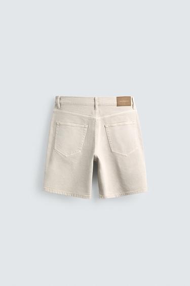 REGULAR FIT DENIM BERMUDA SHORTS - Ecru by Zara - Image 8