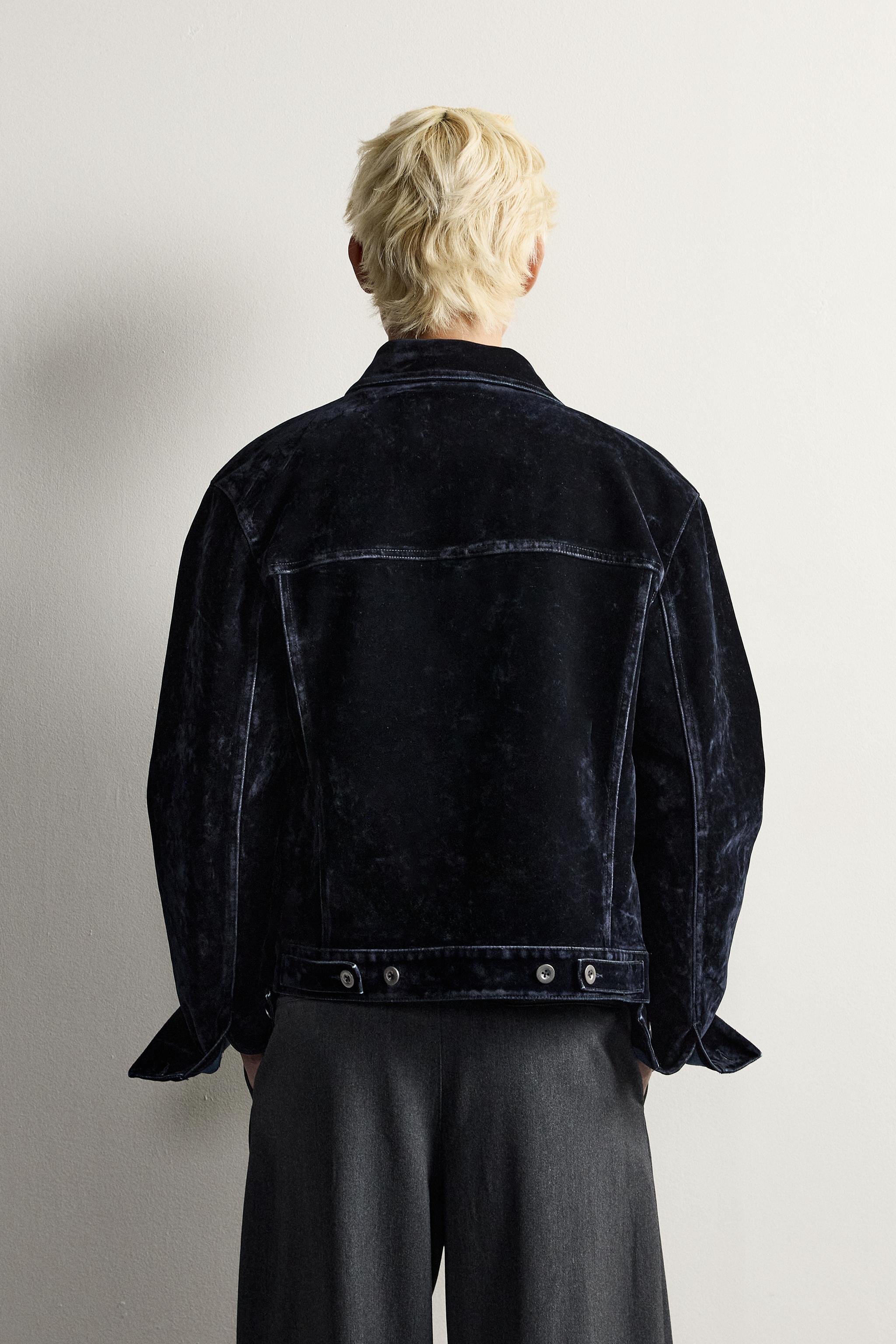 BLOUSON CROPPED FIT DENIM FLOCADO