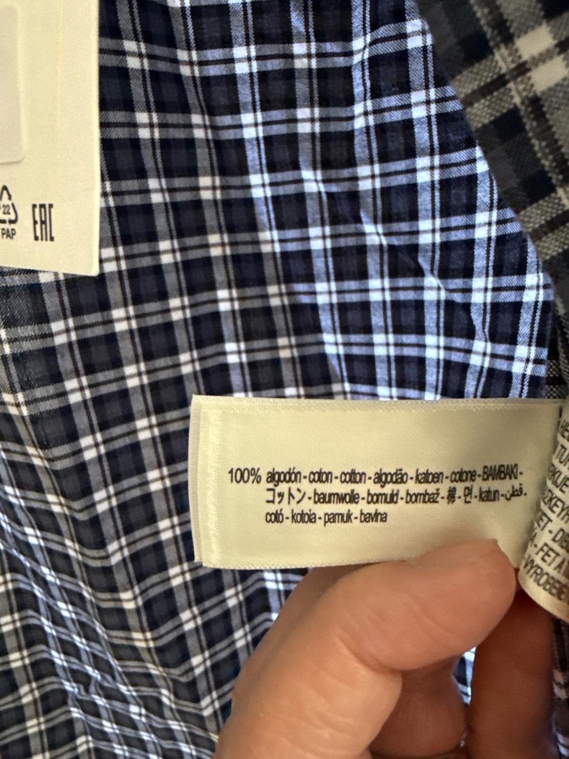 ZARA ORIGINS BLUE PLAID COTTON SHORT SLEEVE SHIRT - Image 5