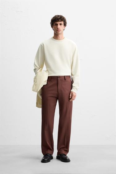TEXTURED TWILL TROUSERS - Brick by Zara