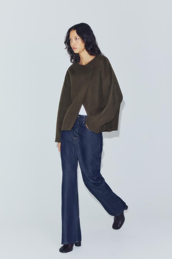 Zara 羊毛短大衣 ZW 系列 - 深卡其色 - 圖片 0
