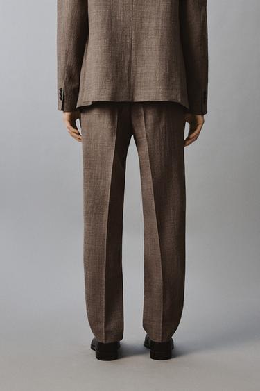 PANTALON DE COSTUME STRUCTURÉ 100% LAINE - Marron chiné de Zara - Image 2