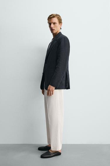 REGULAR FIT VISCOSE/COTTON TROUSERS - Oyster-white by Zara - Image 3