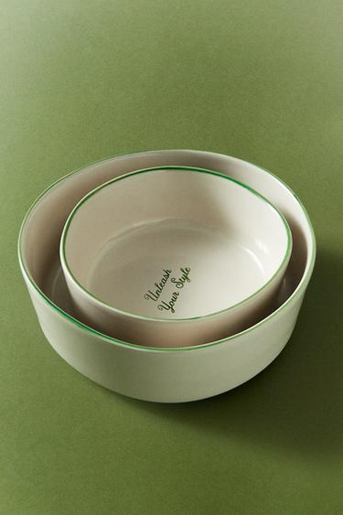 CERAMIC PET FOOD BOWL WITH SLOGAN DETAIL - Green by Zara - Image 5