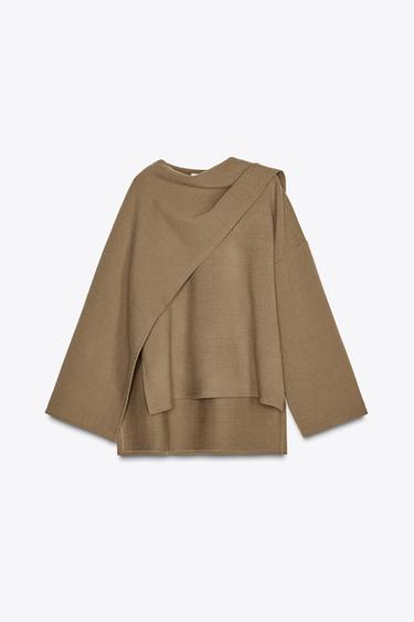 PULLOVER MIT SCHAL - Mittleres Camel von Zara - Bild 0