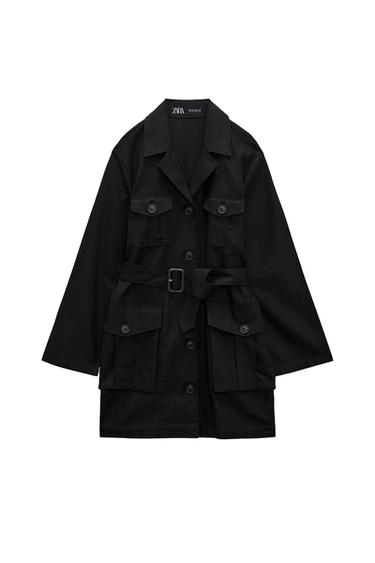 LINEN BLEND BELTED JACKET