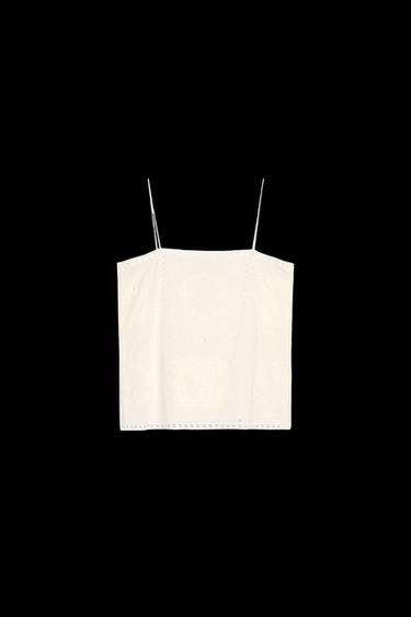 EMBROIDERED TOP ZW COLLECTION - Ecru by Zara - Image 0