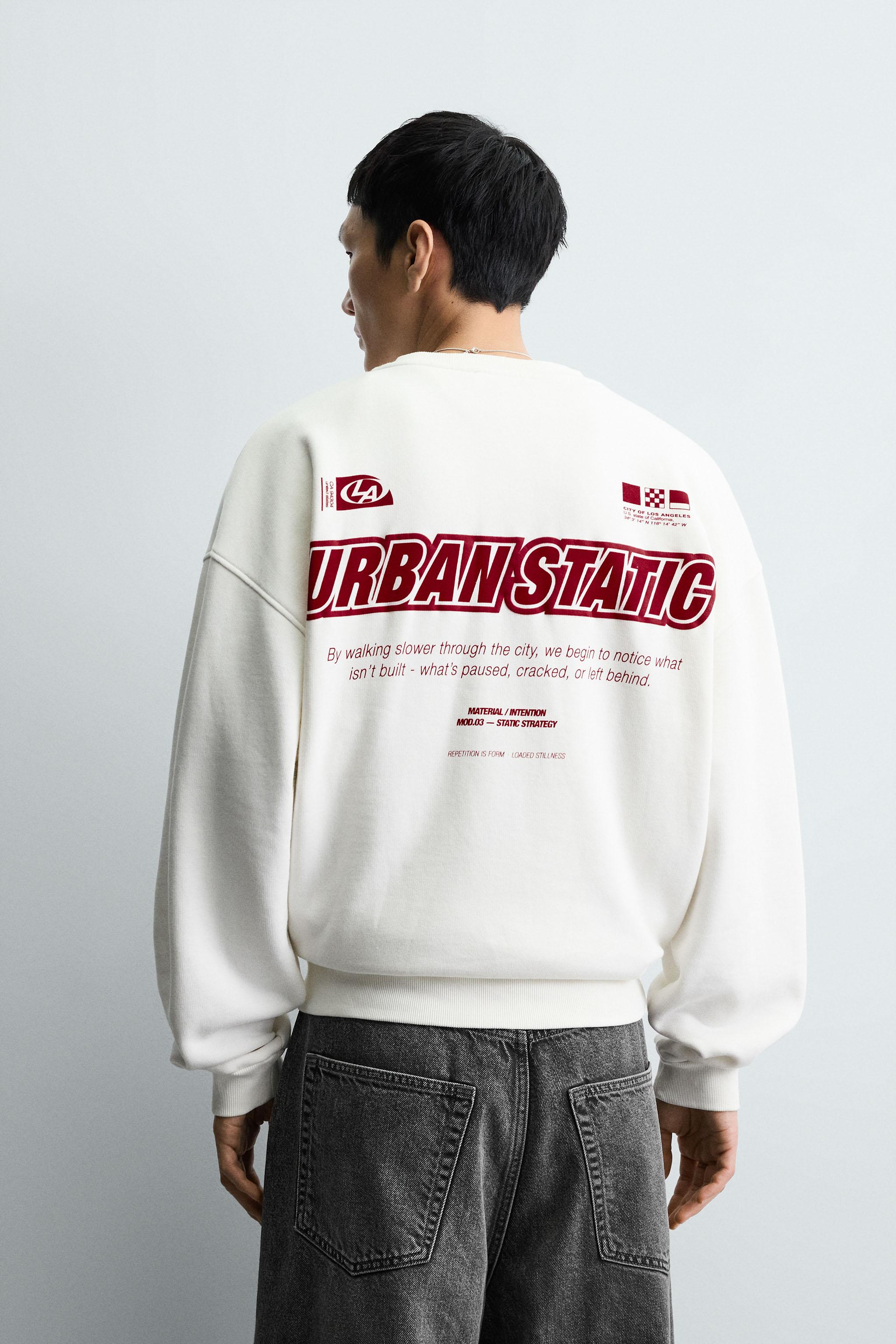 PRINTED TEXT SWEATSHIRT - Oyster-white | ZARA United States