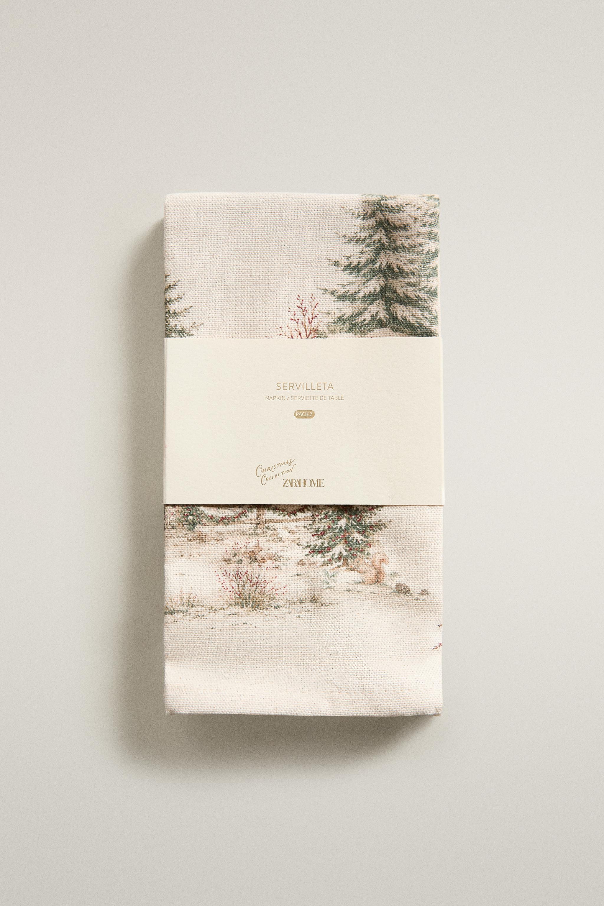 PACK OF CHRISTMAS LANDSCAPE COTTON NAPKINS (PACK OF 2) - Light