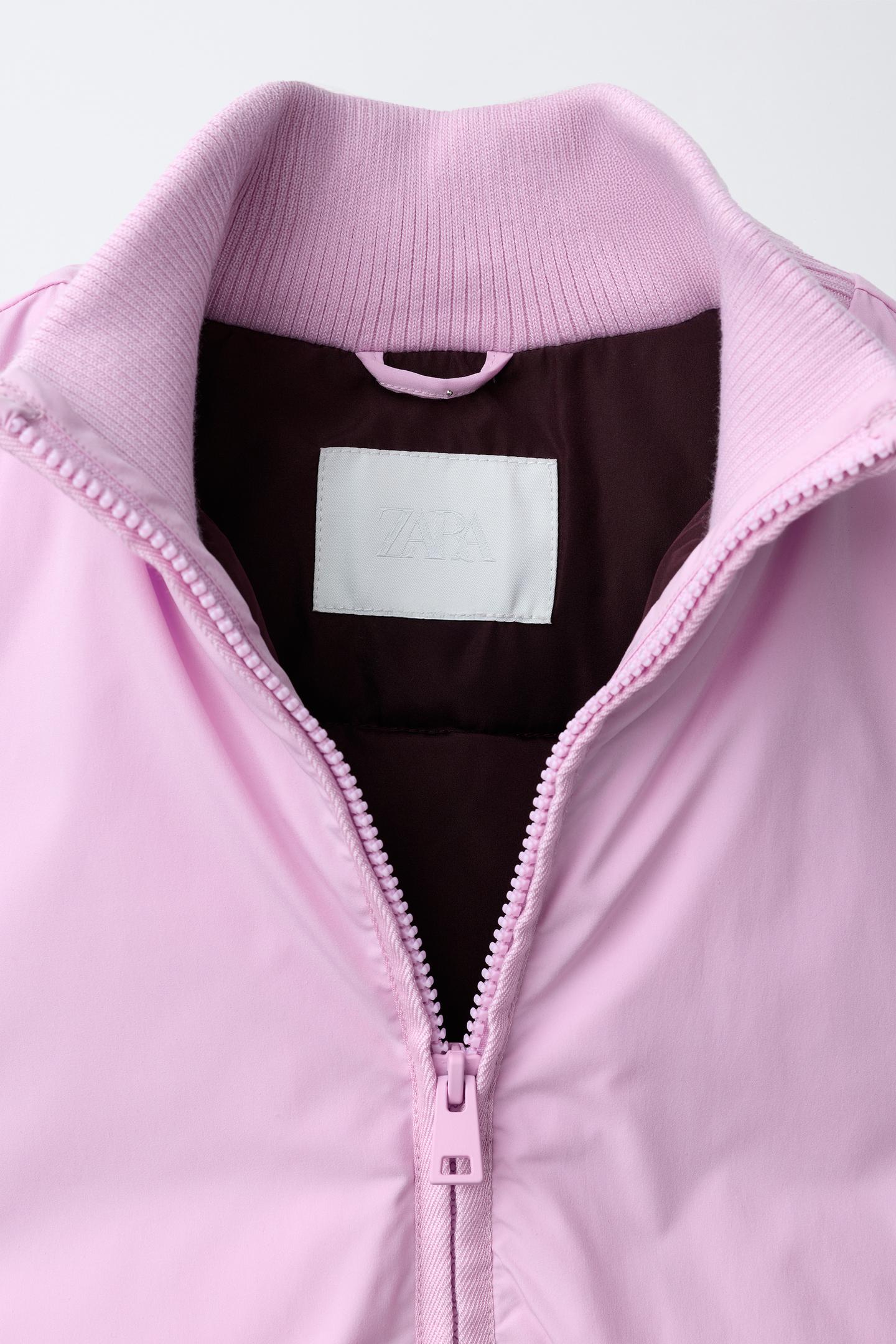 Детское пальто Zara Water-Repellent Quilted, цвет: Розовый — фото 7