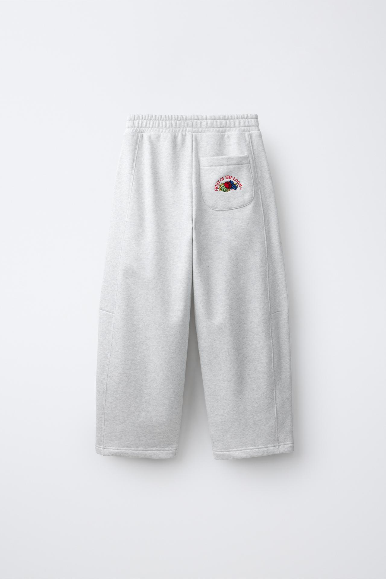 FRUIT OF THE LOOM™ EMBROIDERED BALLOON PANTS — Gray marl