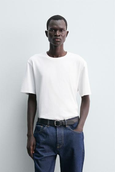 CAMISETA DE PESO MÉDIO DE MANGA CURTA - Branco da Zara