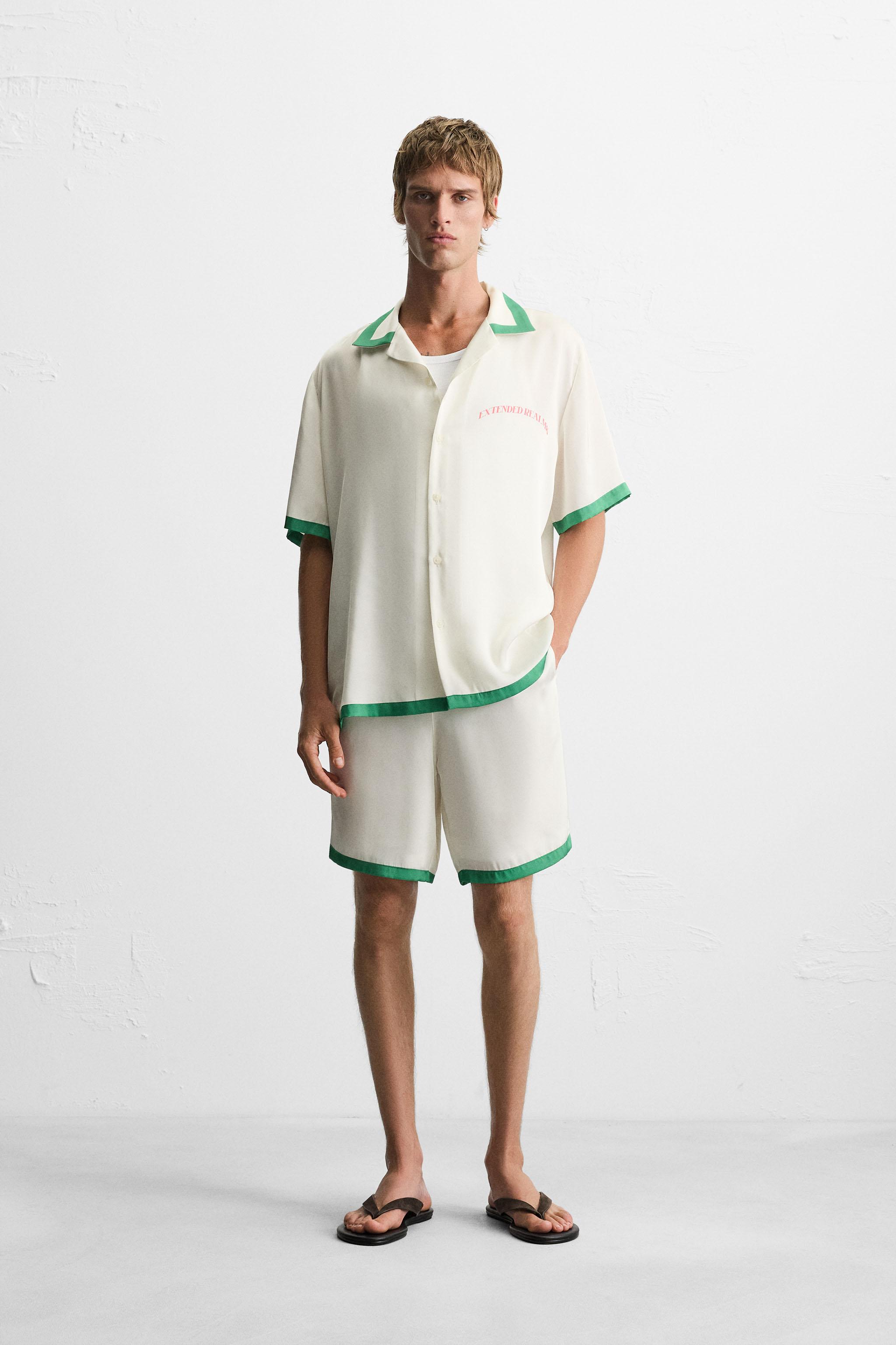 CONTRAST STRIPE SATIN SHIRT