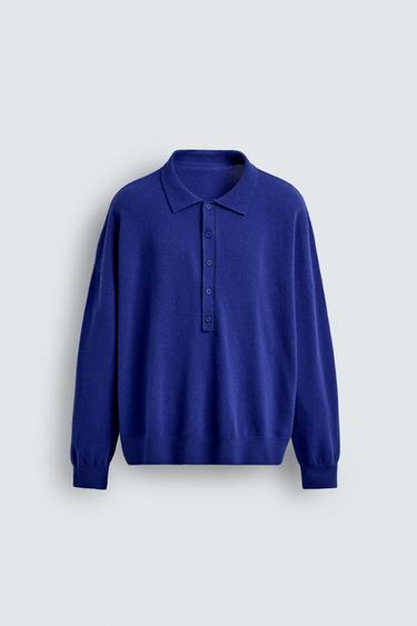 RELAXED FIT KNIT POLO SHIRT - Bluish by Zara