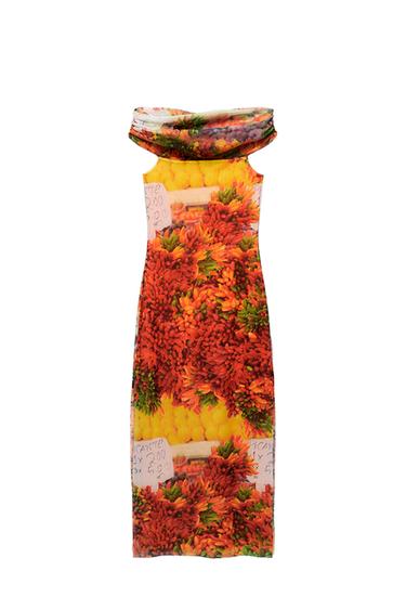 PRINTED TULLE DRESS