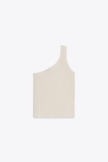 ASYMMETRIC KNIT TOP WITH DETAIL - Ecru by Zara - Image 6