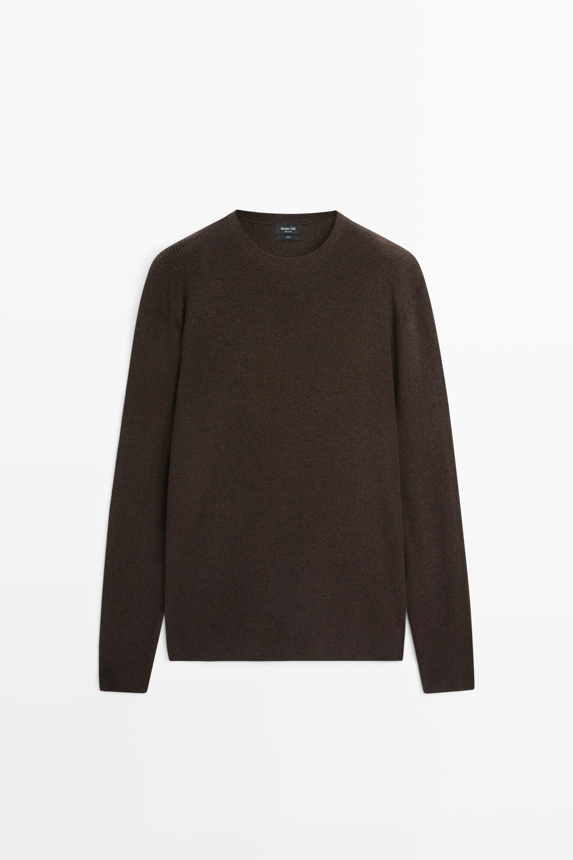 Pull col rond mouliné en pur coton
