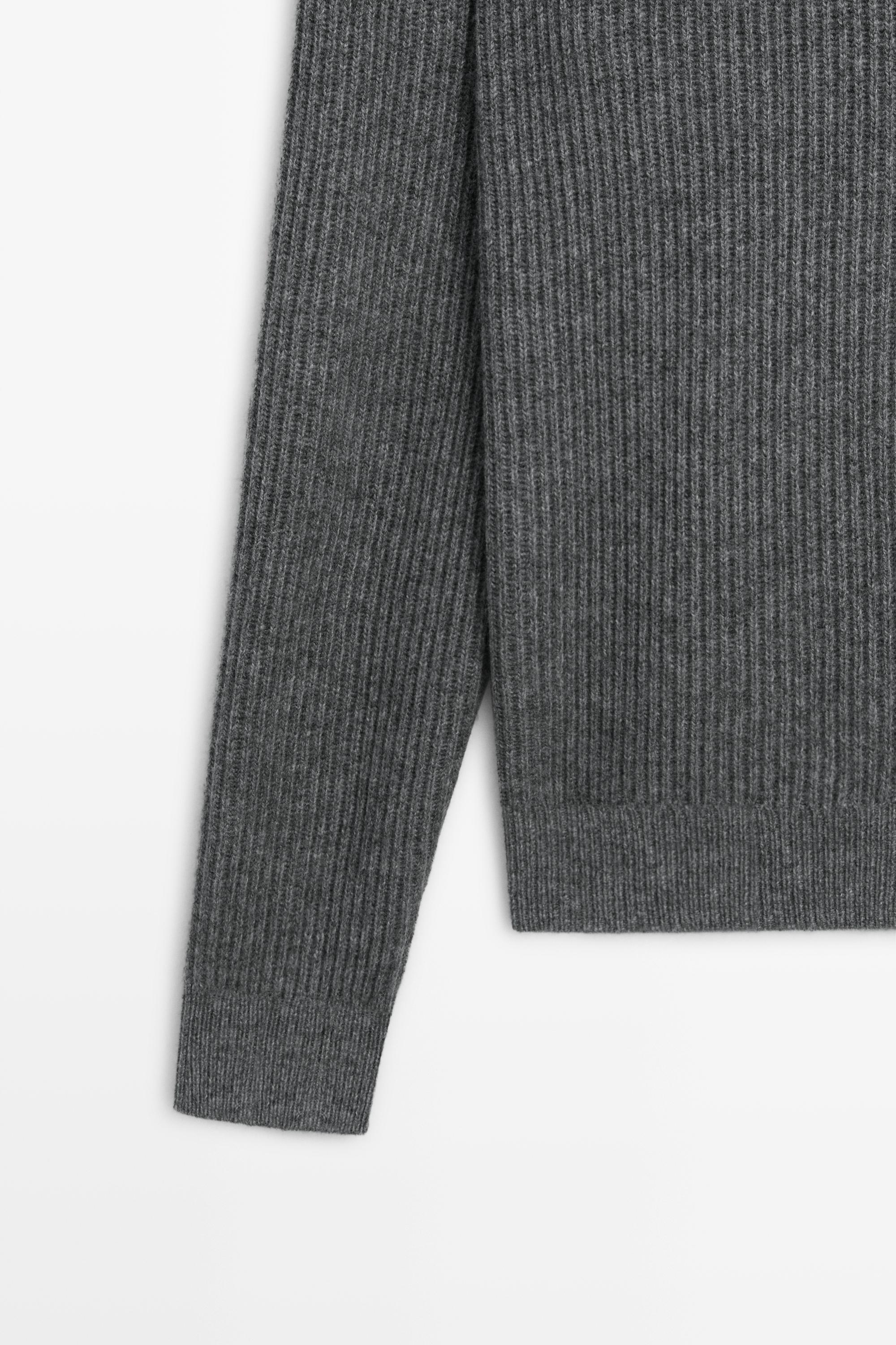 Wool zip-up knit cardigan