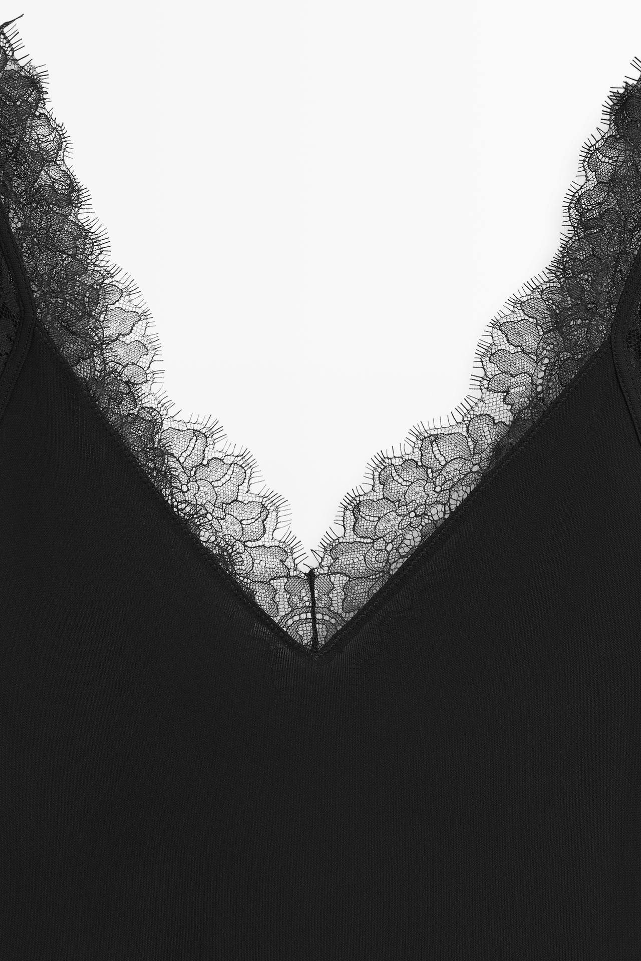 Flowing lingerie midi dress — Black