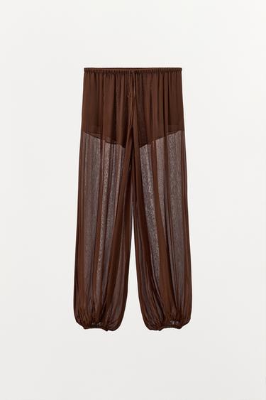 ZW COLLECTION FLOWING TROUSERS - Khaki by Zara - Image 0