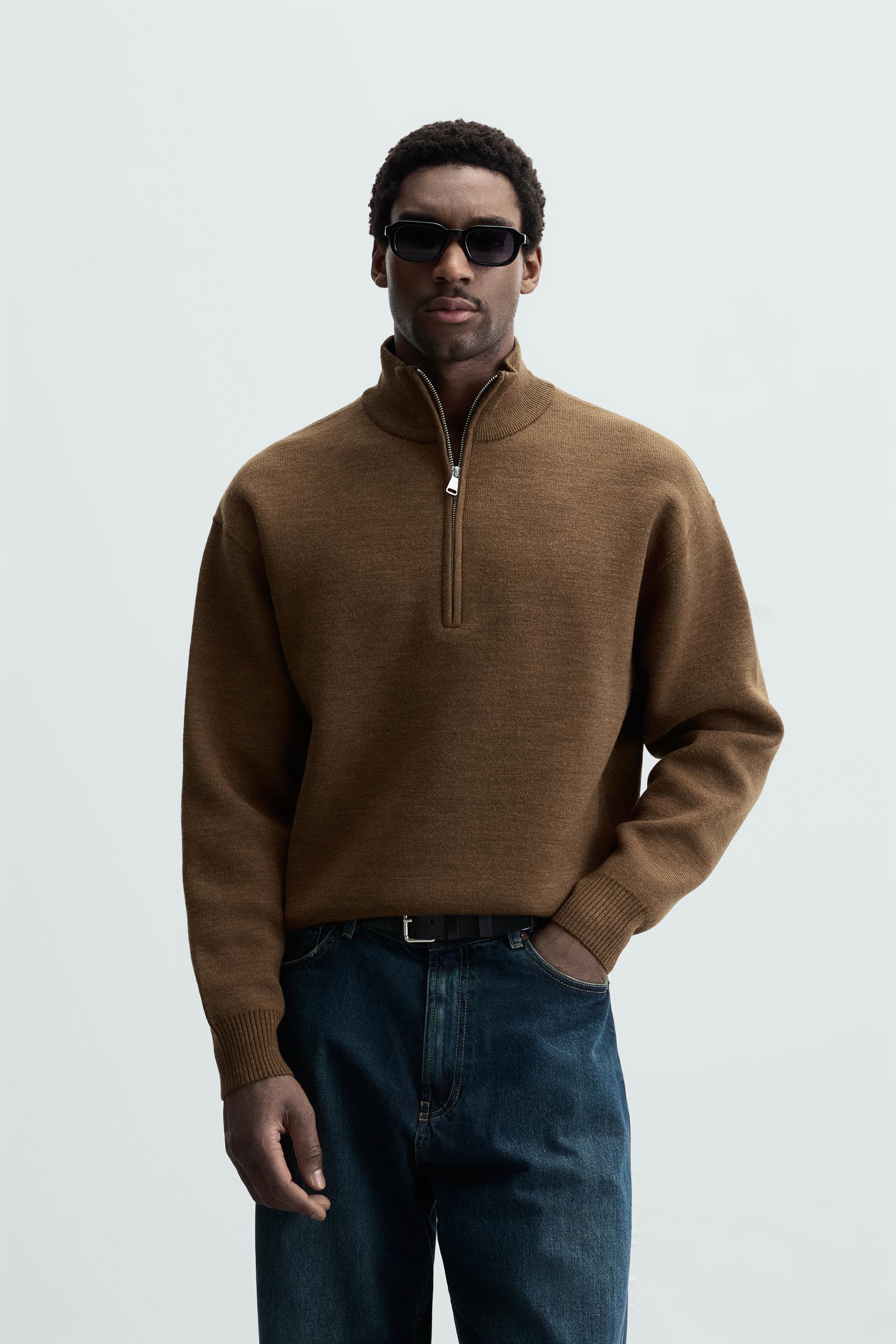 ZIP-COLLAR SWEATER - Grey | ZARA New Zealand