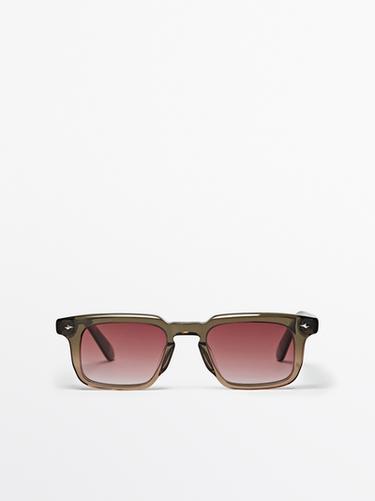Zara Narrow rectangular sunglasses - Black gold - Image 0