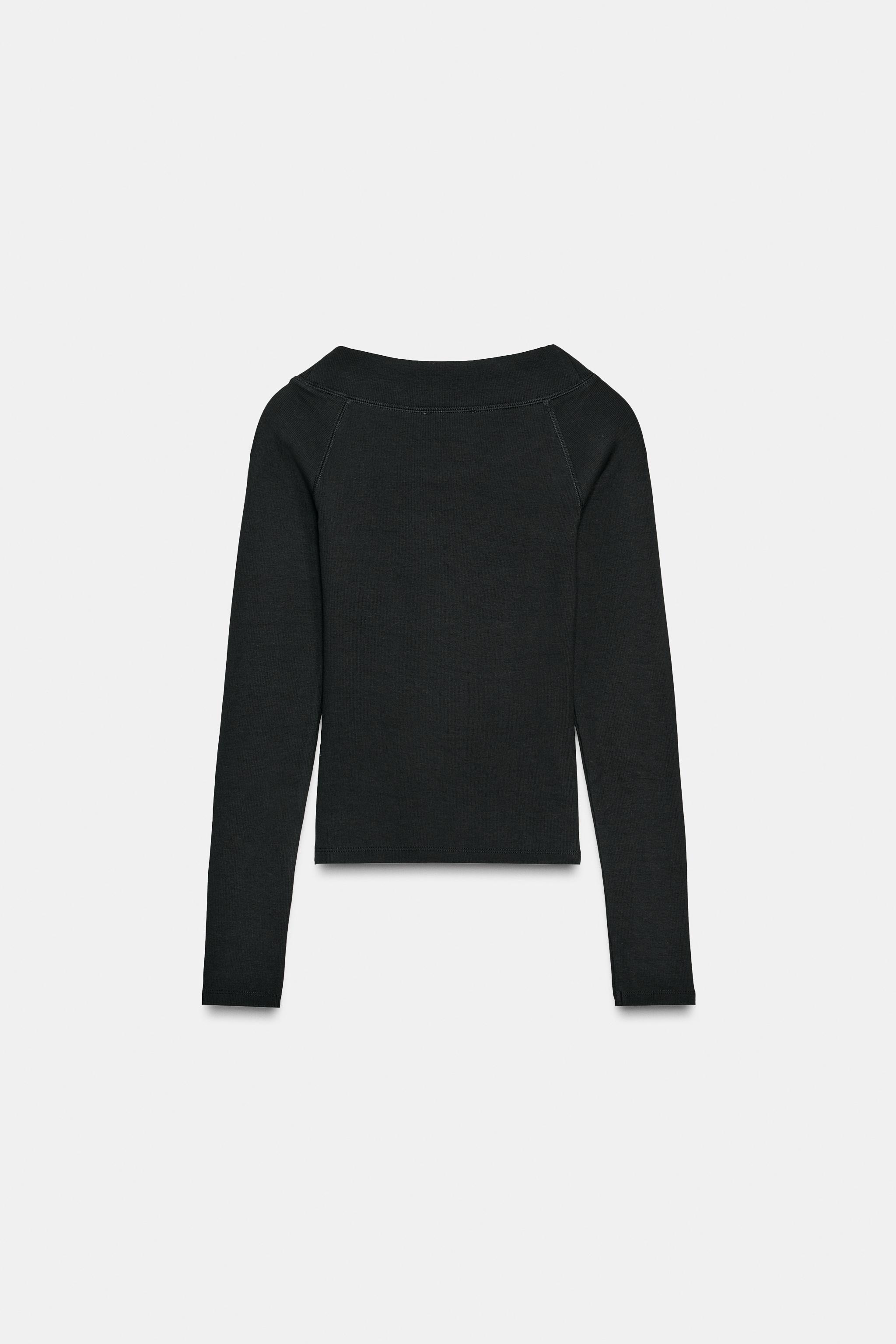 RIBBED BOAT NECK T-SHIRT