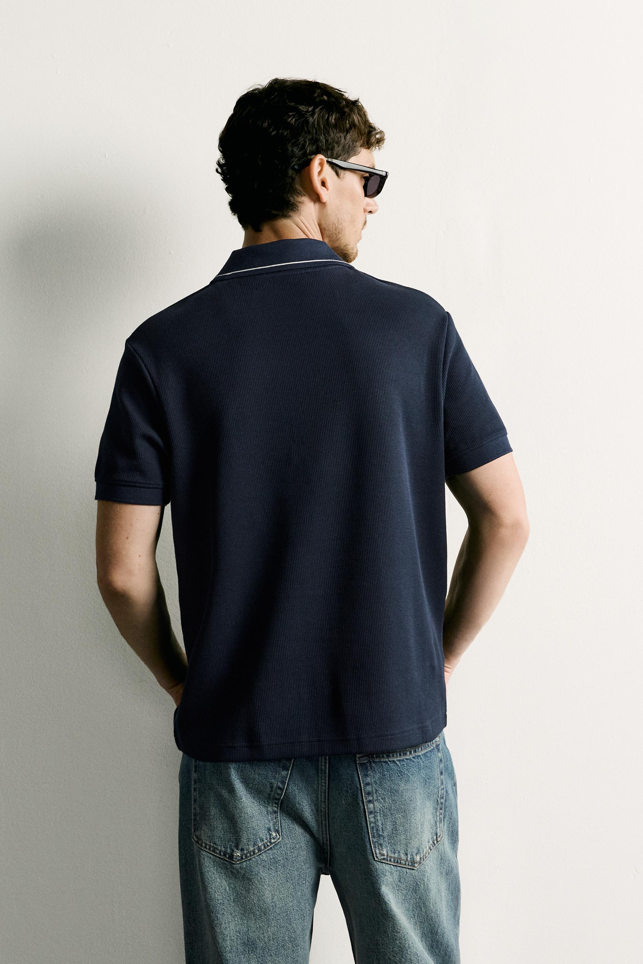 Мужские рубашки Zara CONTRAST REGULAR FIT POLO SHIRT — фото 3