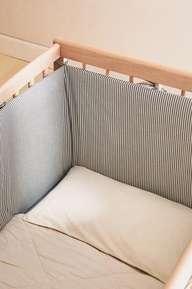 STRIPED BABY COT BUMPER COVER - Grey by Zara
