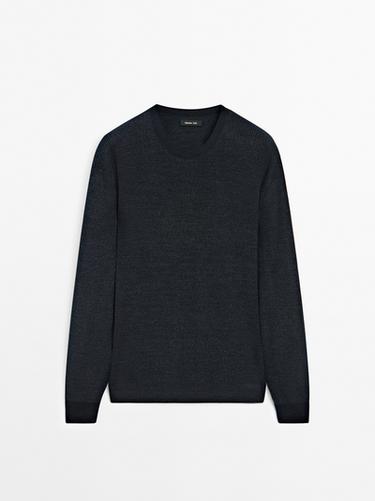 Pull en maille effet denim - Bleu marine de Zara