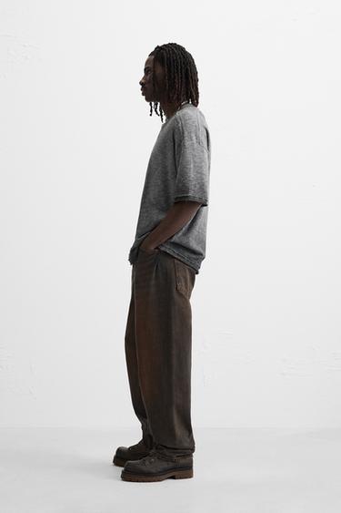 T-SHIRT DÉLAVÉ EN MAILLE - Gris anthracite de Zara - Image 3