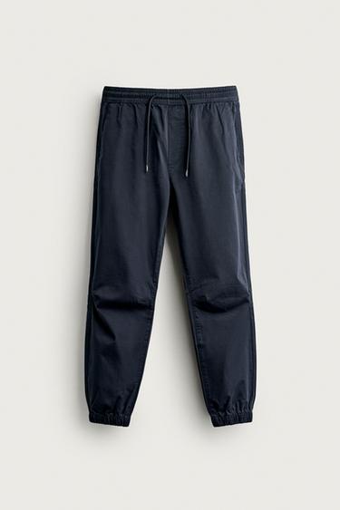 SLIM FIT JOGGER WAIST TROUSERS - Navy blue by Zara