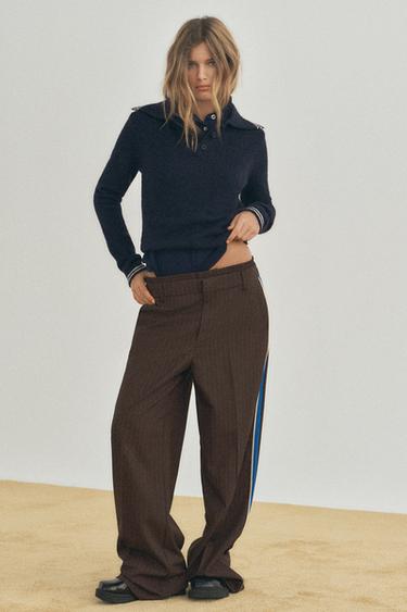 PINSTRIPE TROUSERS WITH BOXER DETAIL - Navy blue by Zara - Image 0