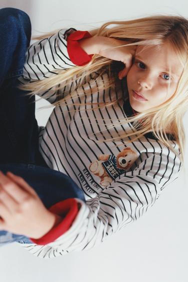 BEAR STRIPE T-SHIRT - Black / White by Zara