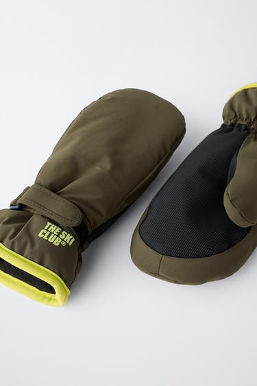 CONTRAST WINDPROOF SKI MITTENS - Khaki by Zara - Image 1