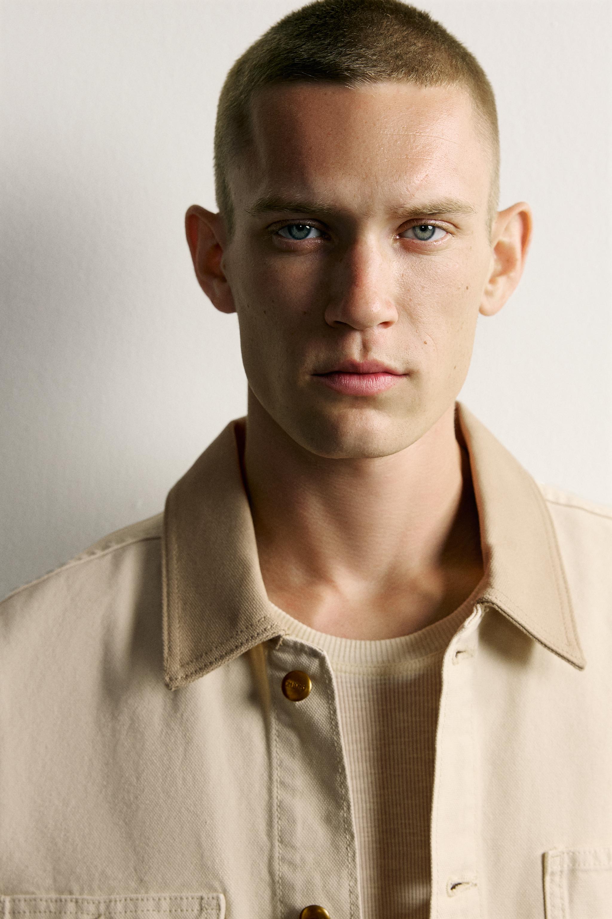 Zara SHORT SLEEVE CONTRAST COLLAR OVERSHIRT — фото 5
