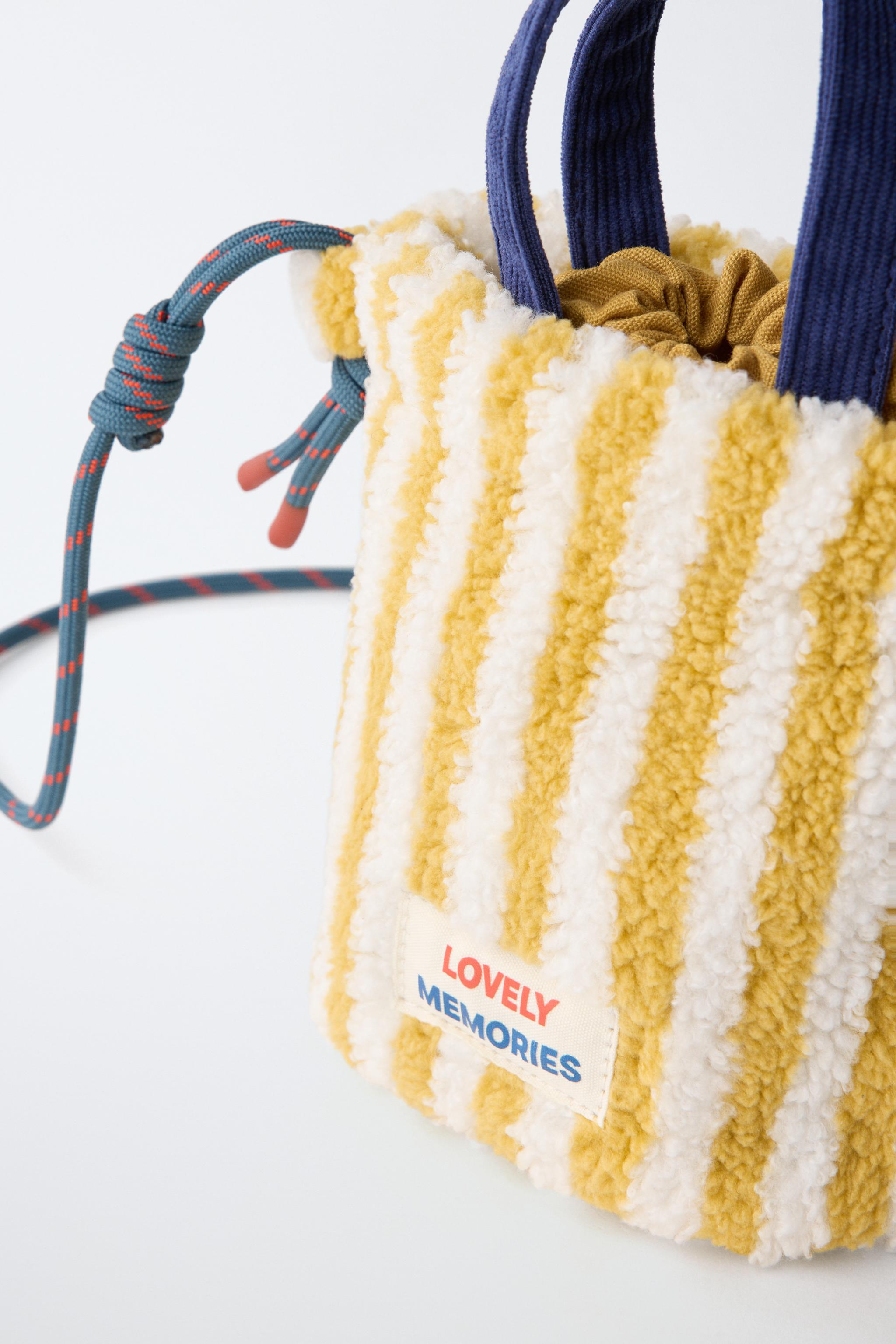 SAC BANDOULIÈRE RAYURES EFFET MOUTONNÉ