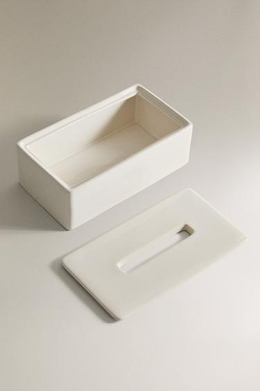 BOÎTE À MOUCHOIRS CÉRAMIQUE BLANCHE - Écru de Zara - Image 1