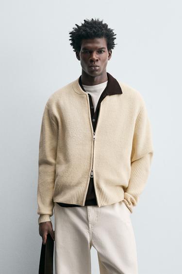 CHAQUETA PUNTO CREMALLERA - Crudo de Zara