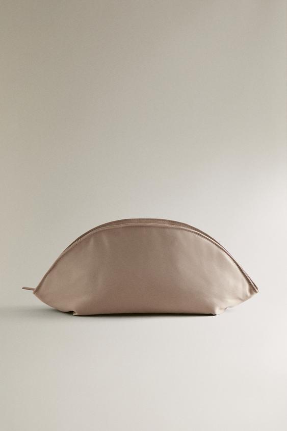 SATEEN CRESCENT MOON WASH BAG - Toasted Brown by Zara - Image 0