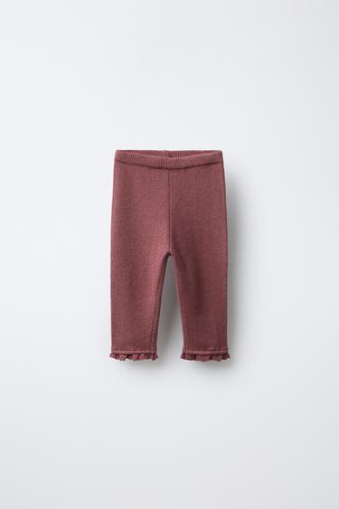 KNIT LEGGINGS WITH LACE TRIM - Pink by Zara - Image 0
