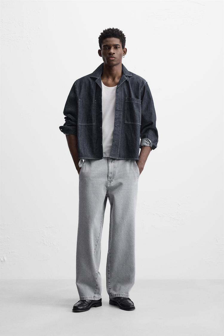 リラックスフィットベルト付きデニムパンツ - グレー | ZARA Japan / 日本