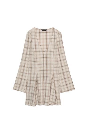 CHECKED SHORT DRESS - Ecru / Beige by Zara